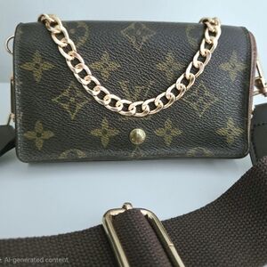 Authentic LOUIS VUITTON LV Monogram Wallet Clutch Card Holder Crossbody WOC‎